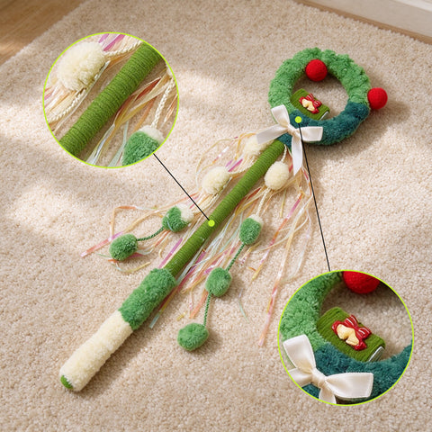 Holiday Wreath Cat Wand